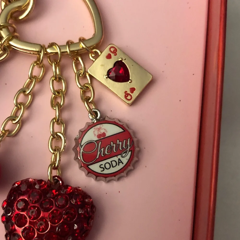 Betsey Johnson Red and Gold Charm Keychain